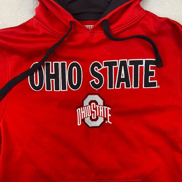 Ohio State Men's Hoodie Sweatshirt M Scarlet & Gray Red Pullover Fleece - Picture 4 of 8